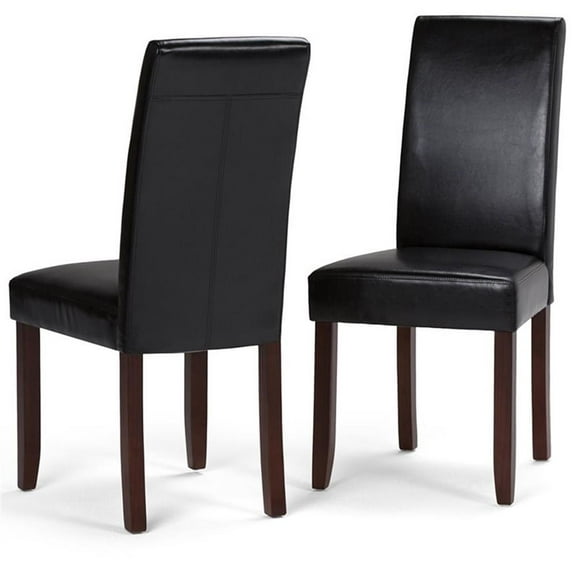 Pemberly Row Transitional Dining Chair (Set of 2) in Midnight Black Faux Leather