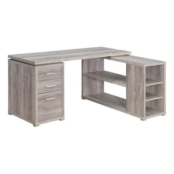 Pemberley Row Engineered Wood Gray/Silver L-Shaped Office Desk Reversible 60" x 47.25" x 29.5"