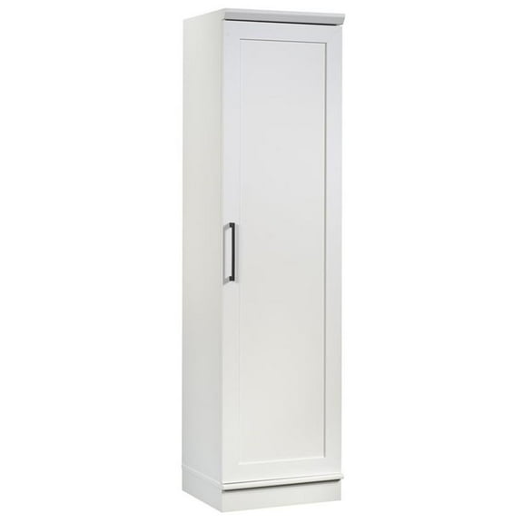 Pemberly Row Transitional Engineered Wood Single Door Pantry in White