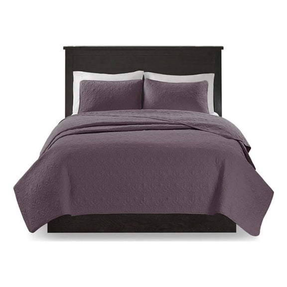 Pemberly Row Transitional Fabric Reversible Quilt Set in Purple