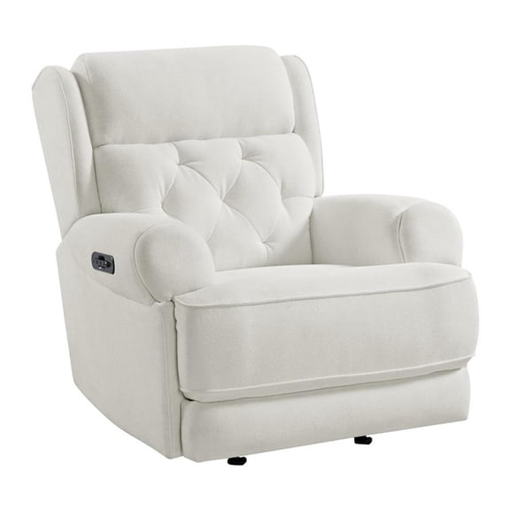 Pemberly Row Transitional Fabric Swivel Glider and Rocker in Snow