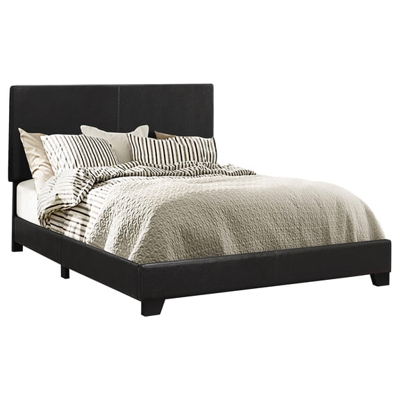 Pemberly Row Transitional Faux Leather Upholstered Full Bed Black