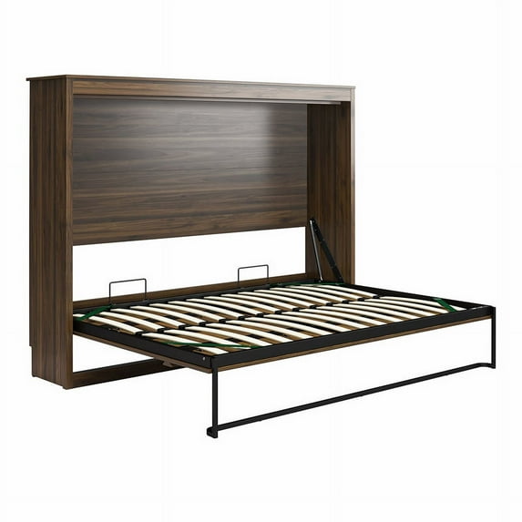 Pemberly Row Transitional Full Size Daybed Wall Bed in Walnut