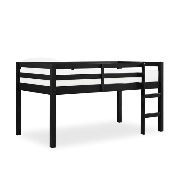 Pemberly Row Transitional Junior Twin Loft Bed in Black Finish