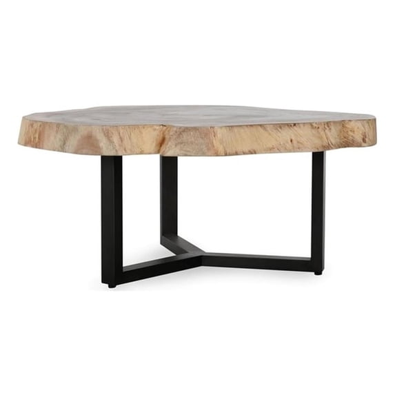 Pemberly Row Transitional Live Edge Coffee Table Natural in Natural
