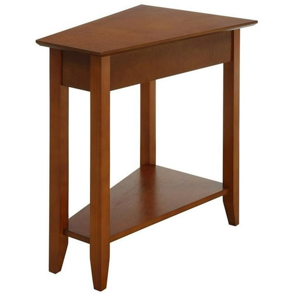 Pemberly Row Transitional MDF Wood Wedge End Table in Cherry