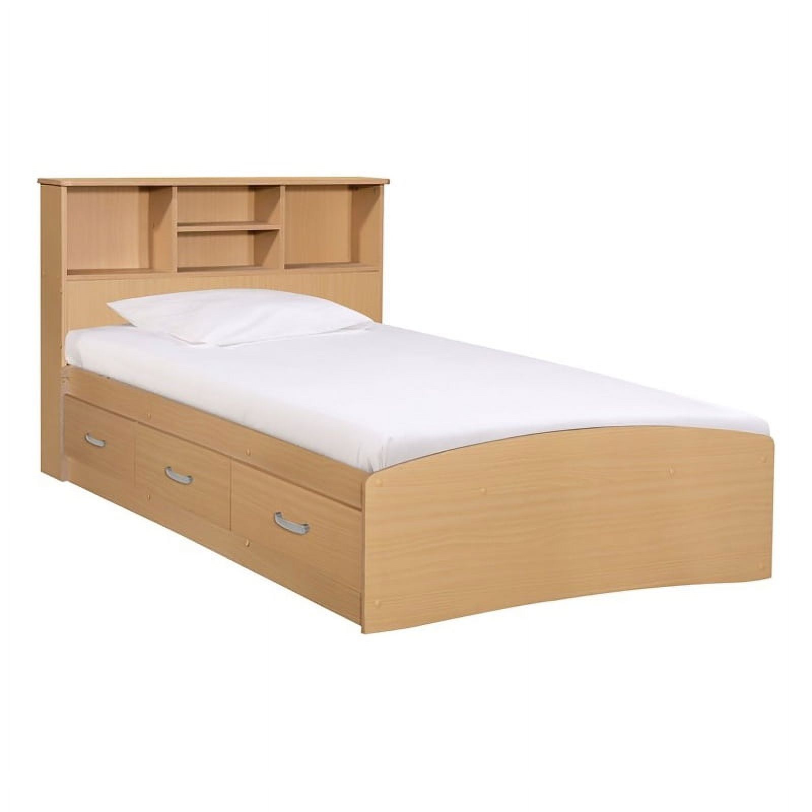 Pemberly Row Transitional Manufactured Wood Twin Captains Bed in Beech