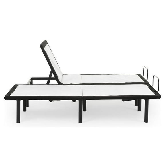 Pemberly Row Transitional Metal Model H Adjustable King Split Bed Base in Black