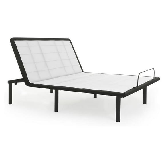 Pemberly Row Metal Model H Adjustable Full Bed Base in Black