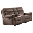 thumbnail image 1 of Pemberly Row Transitional Microfiber Double Glider Reclining Love Seat in Brown, 1 of 7