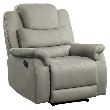 Pemberly Row Transitional Microfiber Glider Reclining Chair in Gray