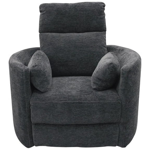 Pemberly Row Transitional Polyester Fabric Power Swivel Glider Recliner in Black