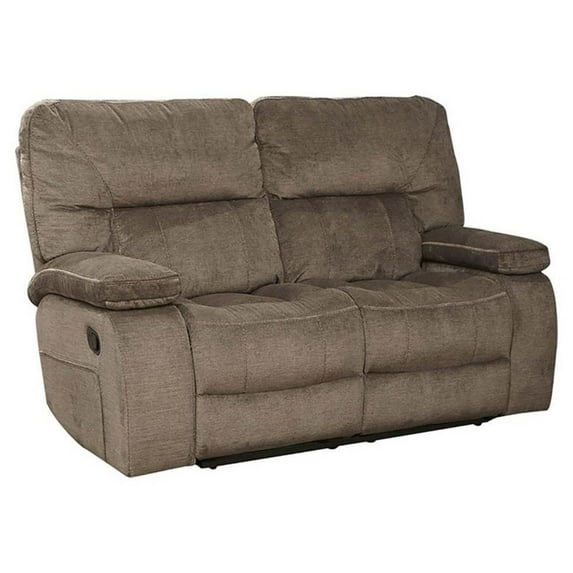Pemberly Row Transitional Polyester Manual Loveseat in Kona Brown