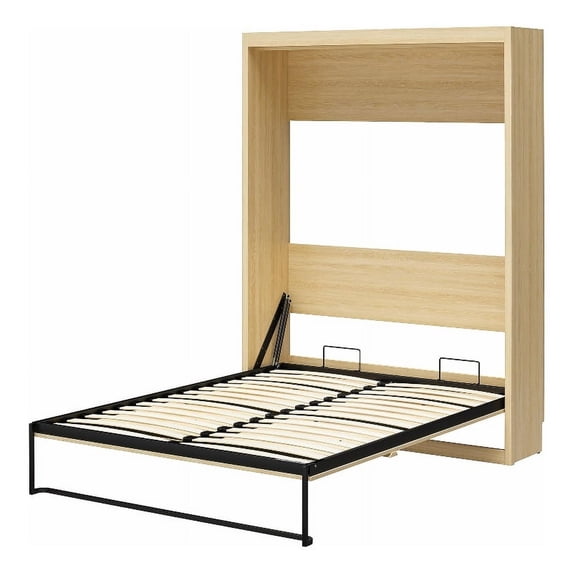 Pemberly Row Transitional Queen Wall Bed in Light Oak Finish