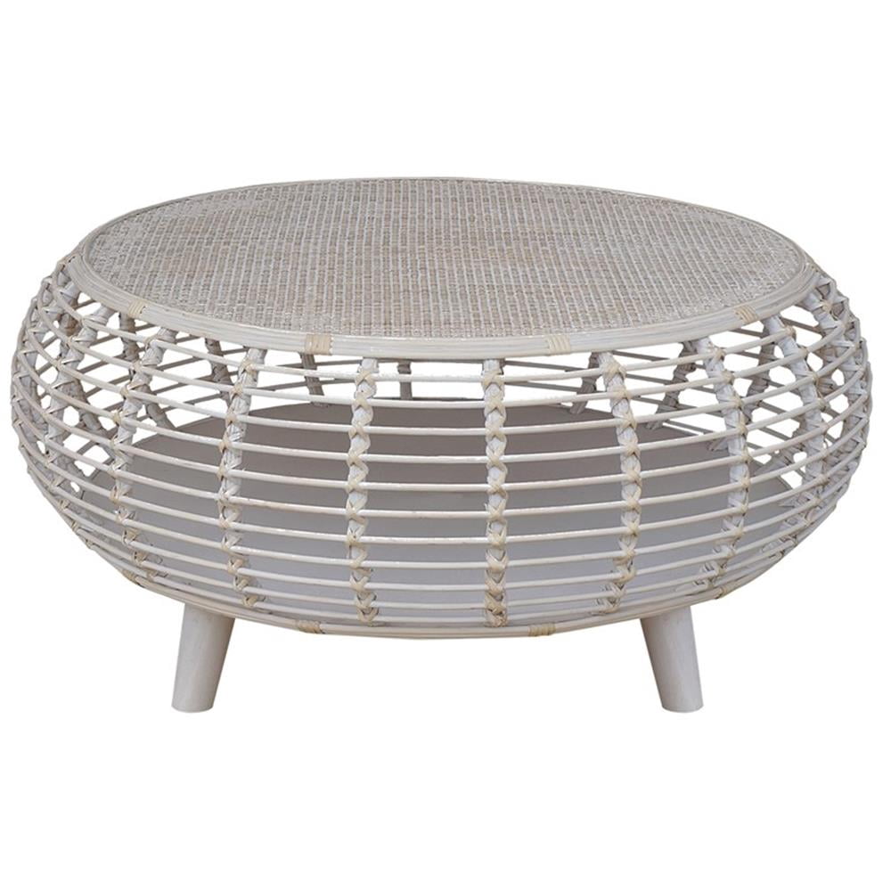 Whitewashed Rattan Table Pemberly Row Transitional Rattan Coffee Table in Whitewashed/Espresso ...