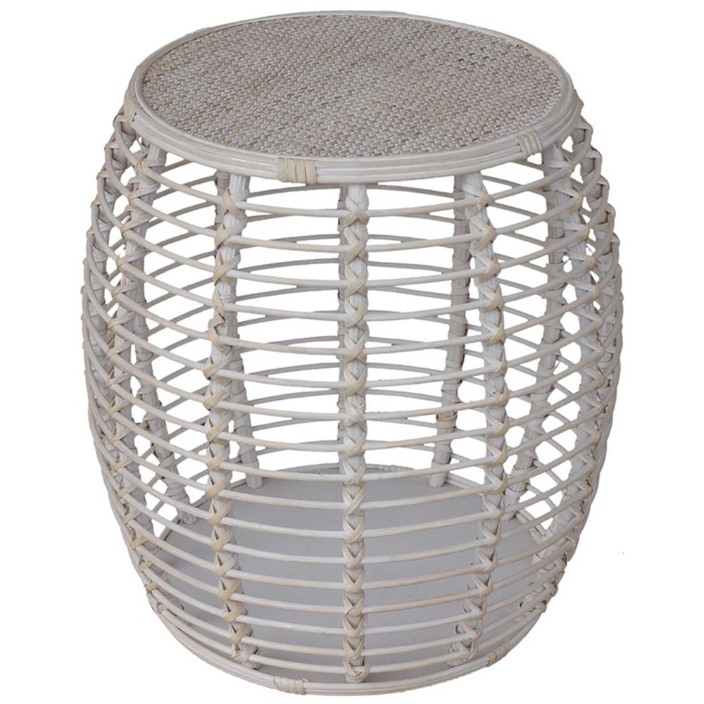 Whitewashed Rattan Table Pemberly Row Transitional Rattan End Table in Whitewashed/Espresso ...