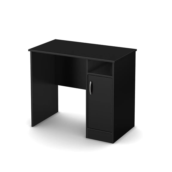 Pemberly Row Transitional Small Desk in Pure Black with Laminated Wood