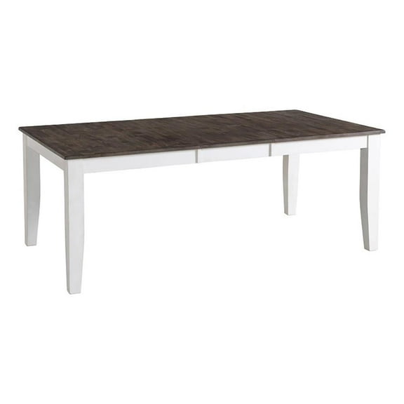 Pemberly Row Transitional Solid Mango Wood Dining Table in Gray & White