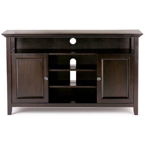 Pemberly Row Transitional Solid Wood 54" TV Stand in Hickory Brown
