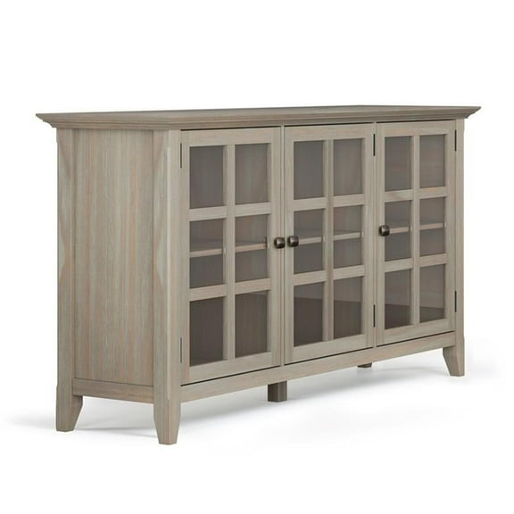 Pemberly Row Transitional Solid Wood 62" Cabinet in Gray
