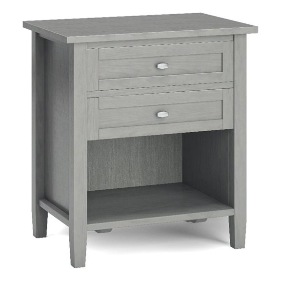 Pemberly Row Transitional Solid Wood Bedside Table in Fog Gray