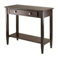 thumbnail image 1 of Pemberly Row Transitional Solid Wood Console Hall Table w/ Tapered Leg in Walnut, 1 of 8