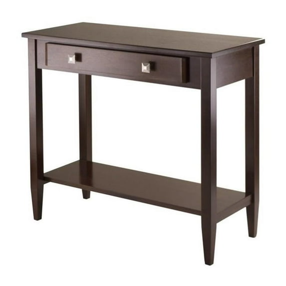 Pemberly Row Transitional Solid Wood Console Hall Table w/ Tapered Leg in Walnut