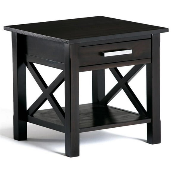 Pemberly Row Transitional Solid Wood End Table in Hickory Brown