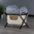 thumbnail image 1 of Pemberly Row Transitional Solid Wood/Fabric Luggage Rack with Basket in Espresso, 1 of 7