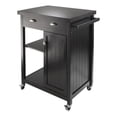 thumbnail image 1 of Pemberly Row Transitional Solid Wood Kitchen Cart with Wainscot Panel in Black, 1 of 5