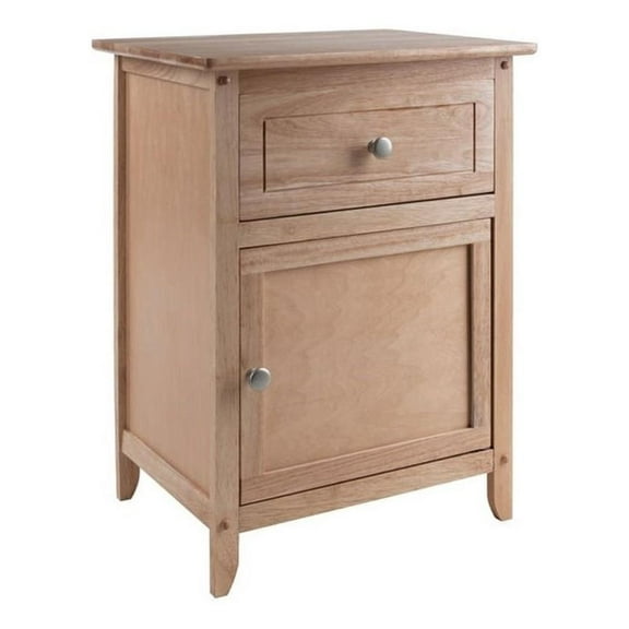 Pemberly Row Transitional Solid Wood Night Stand with Cabinet in Natural