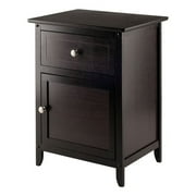 Pemberly Row Transitional Solid Wood Nightstand with Cabinet in Espresso