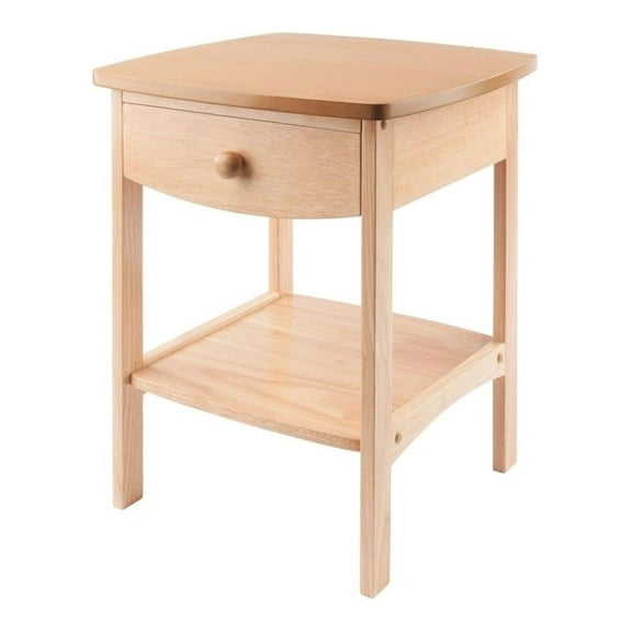 Pemberly Row Transitional Solid Wood Nightstand with Drawer in Natural
