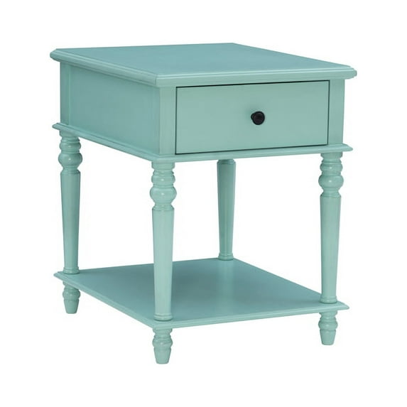 Pemberly Row Transitional Solid Wood Side Table in Blue