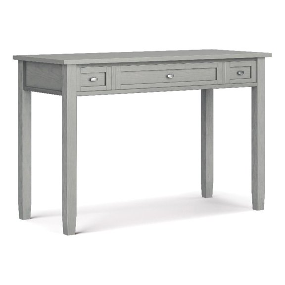 Pemberly Row Transitional Solid Wood Writing Desk in Fog Grey Finish