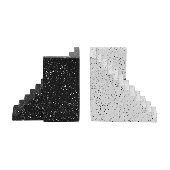Pemberly Row Transitional Speckled Black and White Stairway Bookends