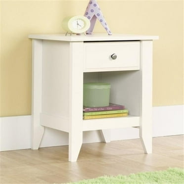 Pemberly Row Transitional Style Bedside Storage Nightstand with Drawer in Soft White