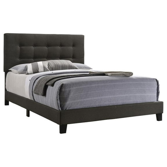 Pemberly Row Transitional Tufted Fabric Upholstered Eastern King Bed Charcoal