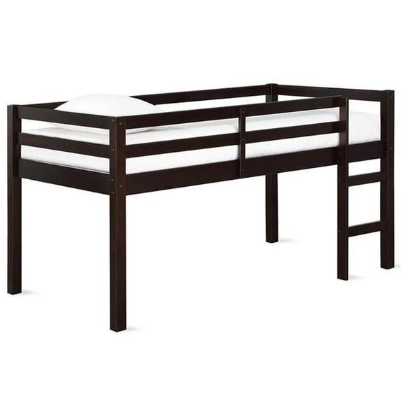 Pemberly Row Transitional Twin Junior Loft Bed in Espresso Finish