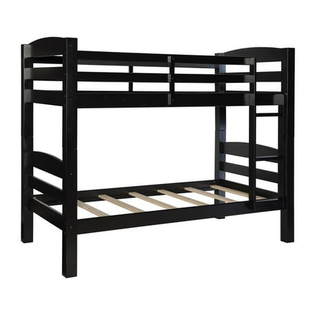 Pemberley Row Pine Wood Black Bunk Bed Twin over Twin Heavy Duty Slats 80.47" x 41.89" x 67.48" Unassembled