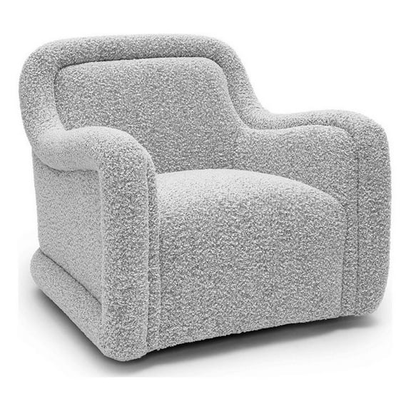 Pemberly Row Transitional Upholstered Gray Boucle Swivel Chair