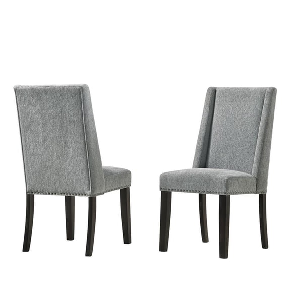 Pemberly Row Transitional Upholstered Wood Dining Chair in Gray (Set of 2)