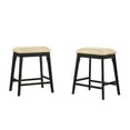 thumbnail image 1 of Pemberly Row Transitional Vinyl 25" Wood Counter Stool in Cream (Set of 2), 1 of 4