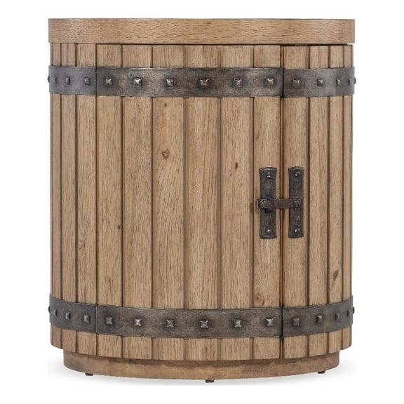 Pemberly Row Transitional Wine Barrel End Table in Light Natural Wood