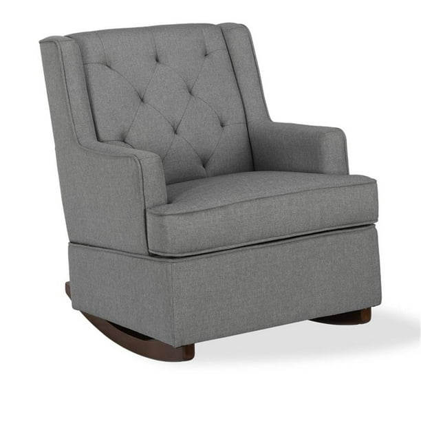 Pemberly Row Transitional Wingback Nursery Rocker Chair in Gray