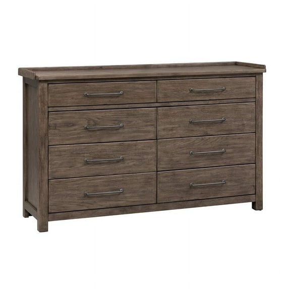 Pemberly Row Transitional Wood 8 Drawer Dresser in Brown