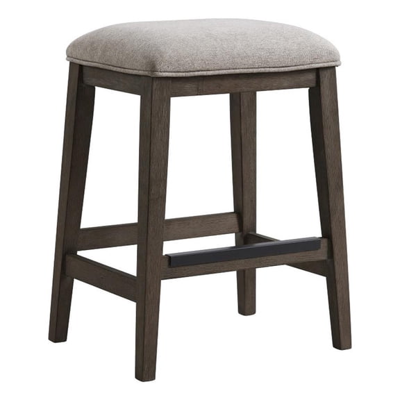 Pemberly Row Transitional Wood Backless Stool in Brown (Set of 2)