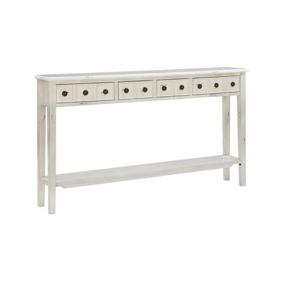 Pemberley Row Wood Cream Console Table Rectangular Slimline 60" Unassembled