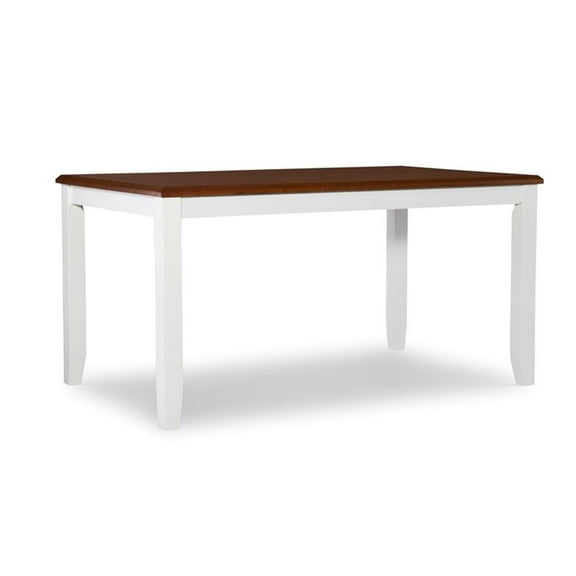 Pemberly Row Transitional Wood Dining Table in Vanilla White and Honey Brown