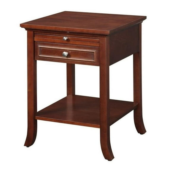 Pemberley Row Wood Espresso Mahogany End Table Rectangular Drawer 24" Unassembled